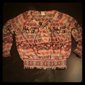 Sheer boho long sleeve top by American Rag  xs